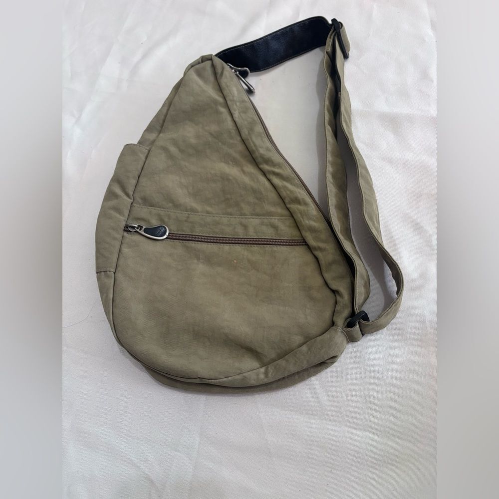 AmeriBag Healthy Back Bag | Distressed Nylon Sling | Olive Green | Small